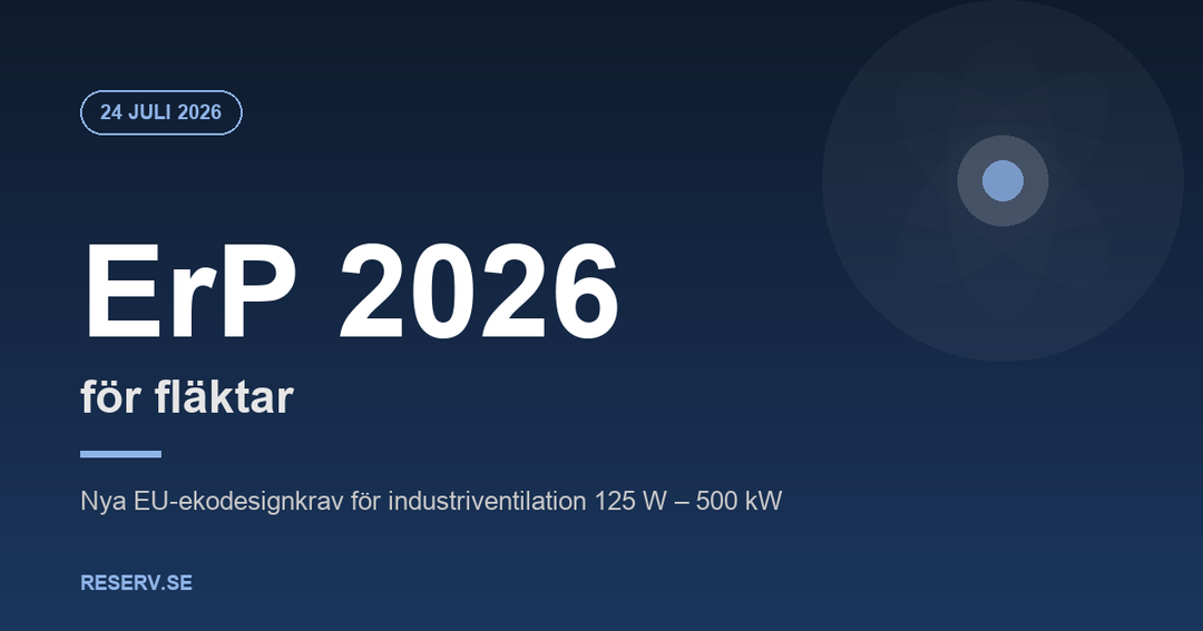 ErP 2026 för fläktar — nya EU-ekodesignkrav från 24 juli 2026